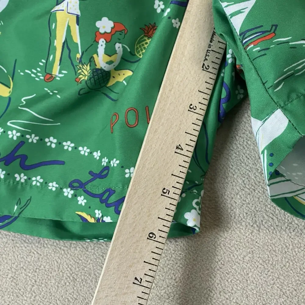 Polo‎ Ralph Lauren Short Mens L Green Hawaiian Traveler Lined Swim Trunk 5.5